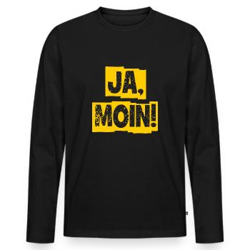 Ja Moin! - Guten Morgen - Nordsee - Ostsee - Anker - Männer Premium Bio Langarmshirt - Schwarz - Vorne - Nico (187cm)
