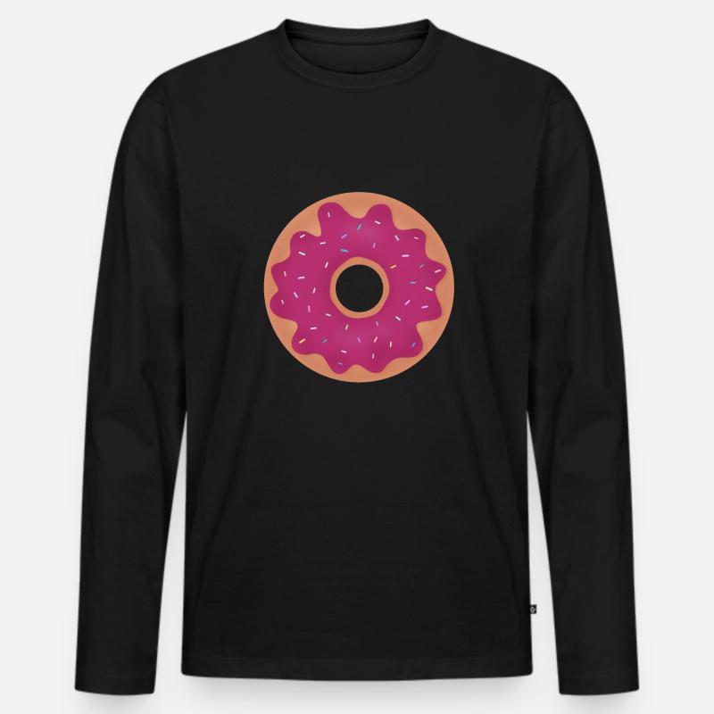 Donut mit pinker Glasur - Männer Premium Bio Langarmshirt - Schwarz