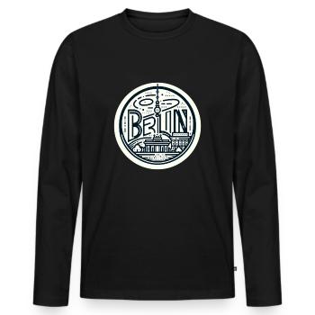 Berlin Lettrage Allemagne Deutschland Alexanderplat - T-shirt manches longues Premium bio Homme - noir - Devant - Nico (187cm)