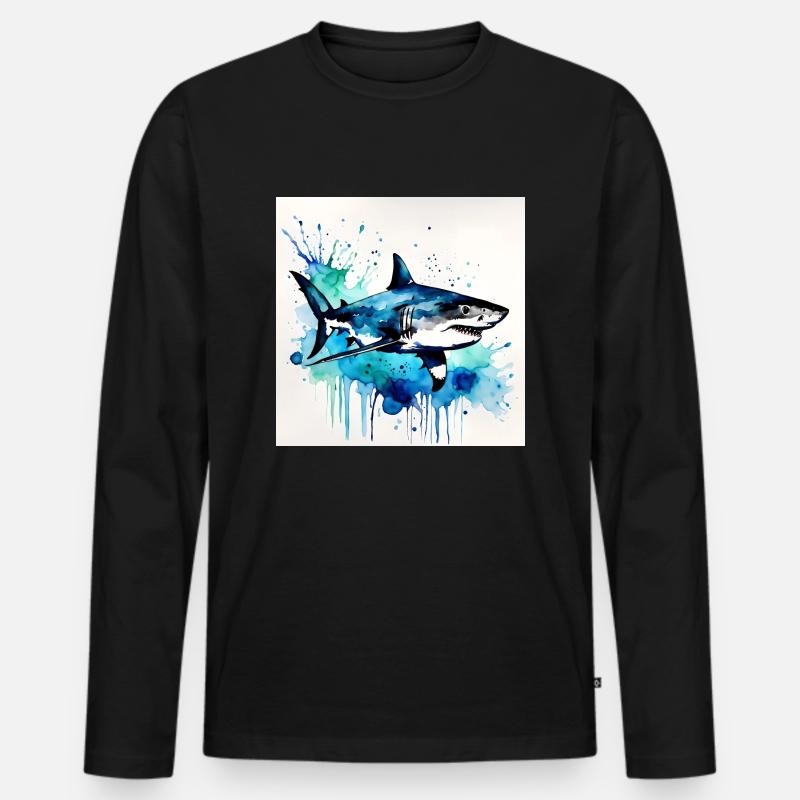 Haifisch - Männer Premium Bio Langarmshirt - Schwarz