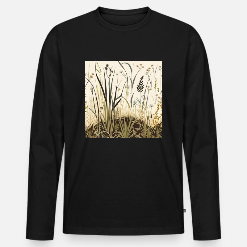 Wildblumenwiese - Männer Premium Bio Langarmshirt - Schwarz