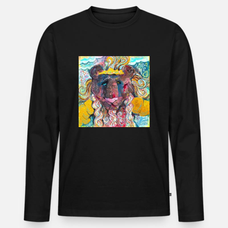 Kriegerischer Löwe - Männer Premium Bio Langarmshirt - Schwarz