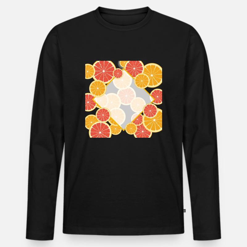 Grapefruit Orange Fenster - Männer Premium Bio Langarmshirt - Schwarz