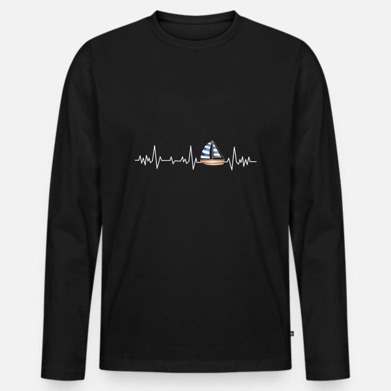 Herzschlag-Boot - Männer Premium Bio Langarmshirt - Schwarz