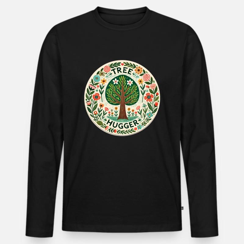 Baum-Umarmer - Männer Premium Bio Langarmshirt - Schwarz