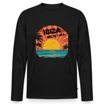 Ibiza amor sol y fiesta - T-shirt manches longues Premium bio Homme - noir - Devant - Nico (187cm)