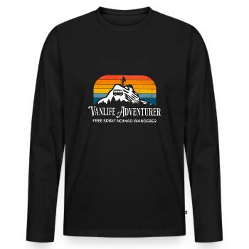 Vanlife adventurer - rainbow pride colours - Men's Premium Organic Long Sleeve Shirt - black - Front - Nico (187cm)