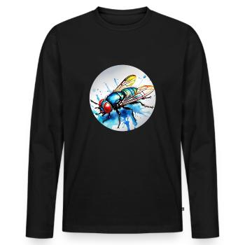 Fliege rund - Männer Premium Bio Langarmshirt - Schwarz - Vorne - Nico (187cm)