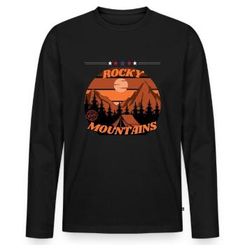 Rocky Mountains Adventure - Männer Premium Bio Langarmshirt - Schwarz - Vorne - Nico (187cm)