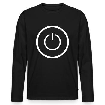Power button - Männer Premium Bio Langarmshirt - Schwarz - Vorne - Nico (187cm)