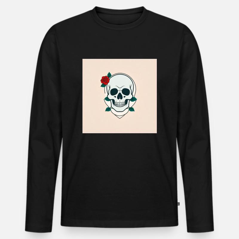 Tode Rose - Männer Premium Bio Langarmshirt - Schwarz