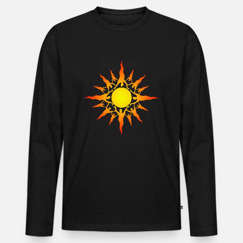 Sonnenanbeter - Männer Premium Bio Langarmshirt - Schwarz