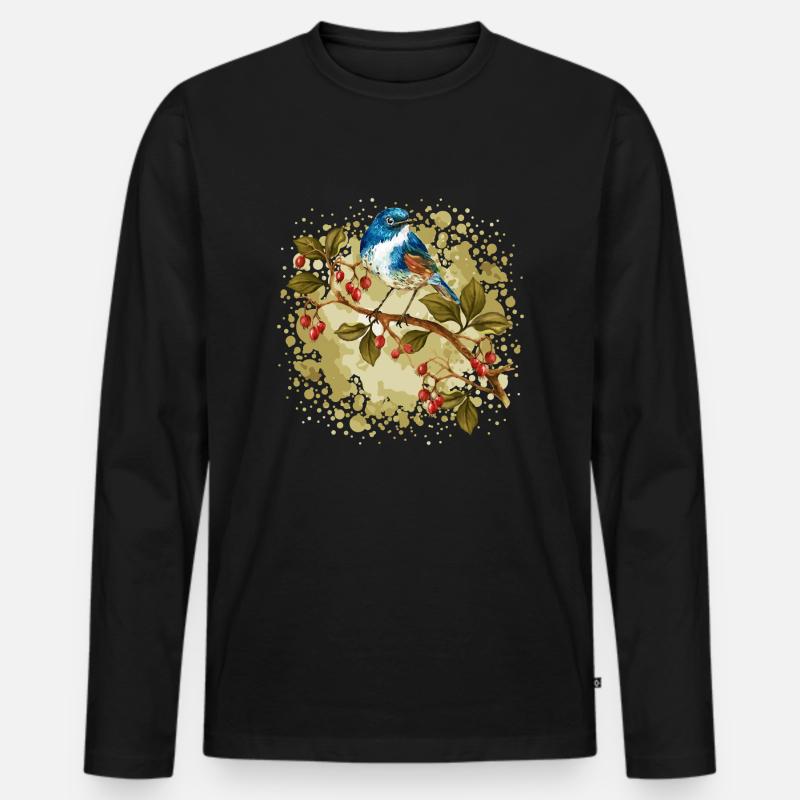 Bunter Vogel - Männer Premium Bio Langarmshirt - Schwarz