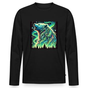 Bear Aurora - Men's Premium Organic Long Sleeve Shirt - black - Front - Nico (187cm)