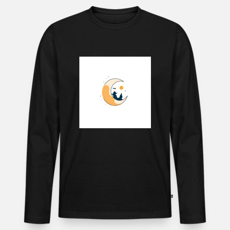 Mond - Männer Premium Bio Langarmshirt - Schwarz
