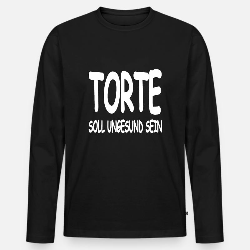 Torte - Männer Premium Bio Langarmshirt - Schwarz