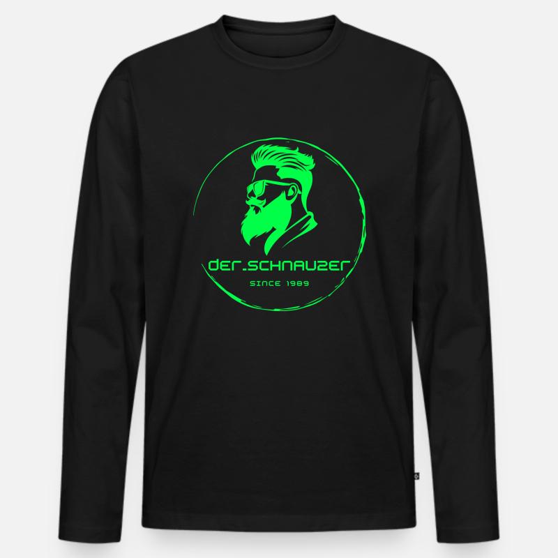 der_schnauzer grün - Männer Premium Bio Langarmshirt - Schwarz