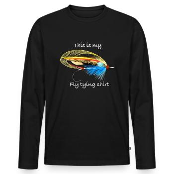 This is my fly tying shirt Blue Doctor - Men's Premium Organic Long Sleeve Shirt - black - Front - Nico (187cm)