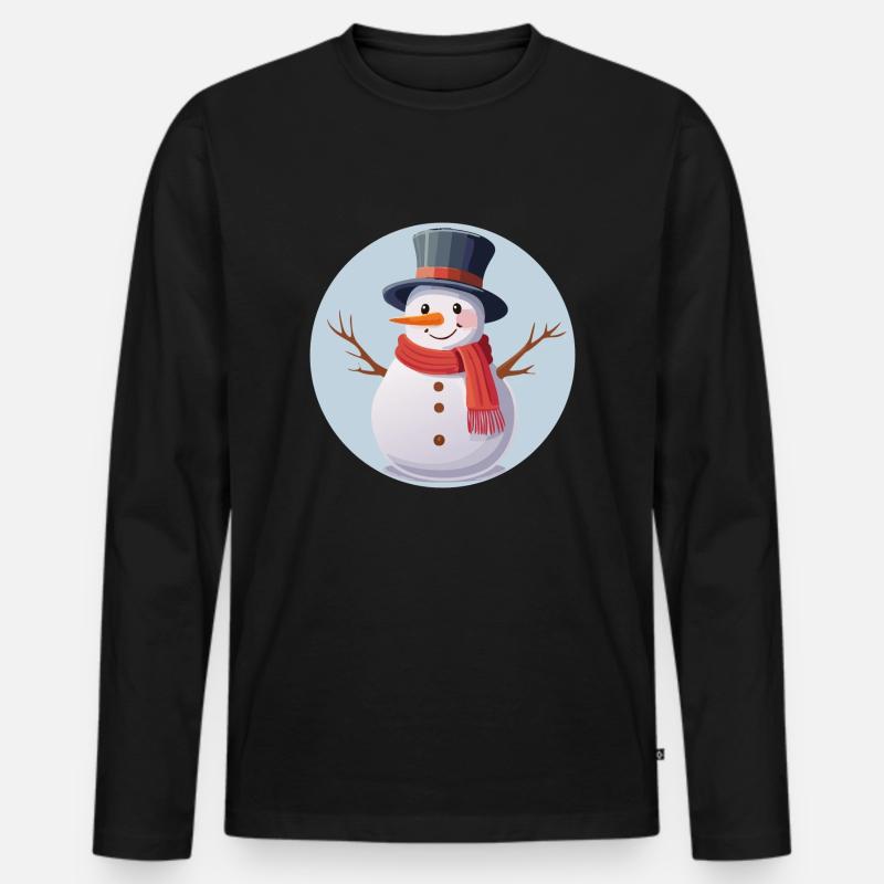 Schneemann - Männer Premium Bio Langarmshirt - Schwarz