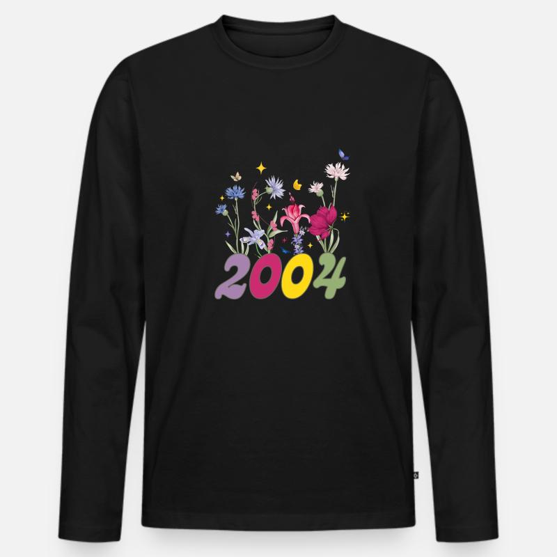 Geburtsjahr 2004 Wildblumen - Männer Premium Bio Langarmshirt - Schwarz