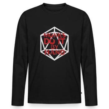 Monks Do It By Hand - Men's Premium Organic Long Sleeve Shirt - black - Front - Nico (187cm)