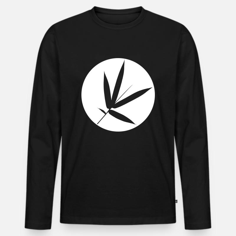 Bambus-Blatt - Männer Premium Bio Langarmshirt - Schwarz