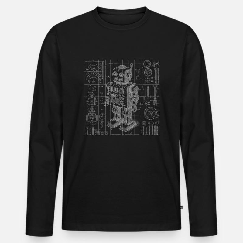 Roboter - Männer Premium Bio Langarmshirt - Schwarz