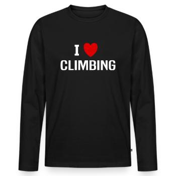 I love Climbing - T-shirt manches longues Premium bio Homme - noir - Devant - Nico (187cm)