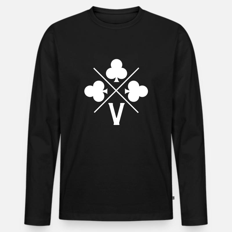 Buchstabe v Glücksklee - Männer Premium Bio Langarmshirt - Schwarz
