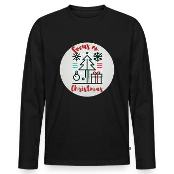 Focus on chrismas - Men's Premium Organic Long Sleeve Shirt - black - Front - Nico (187cm)