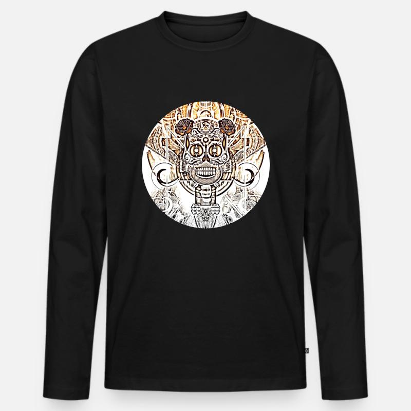 Schädel Kreis 3 - Männer Premium Bio Langarmshirt - Schwarz