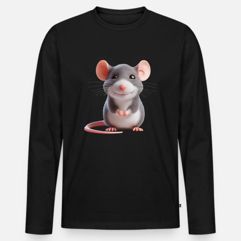 Maus 3 - Männer Premium Bio Langarmshirt - Schwarz