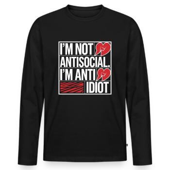 Introverti et pointilleux - T-shirt manches longues Premium bio Homme - noir - Devant - Nico (187cm)