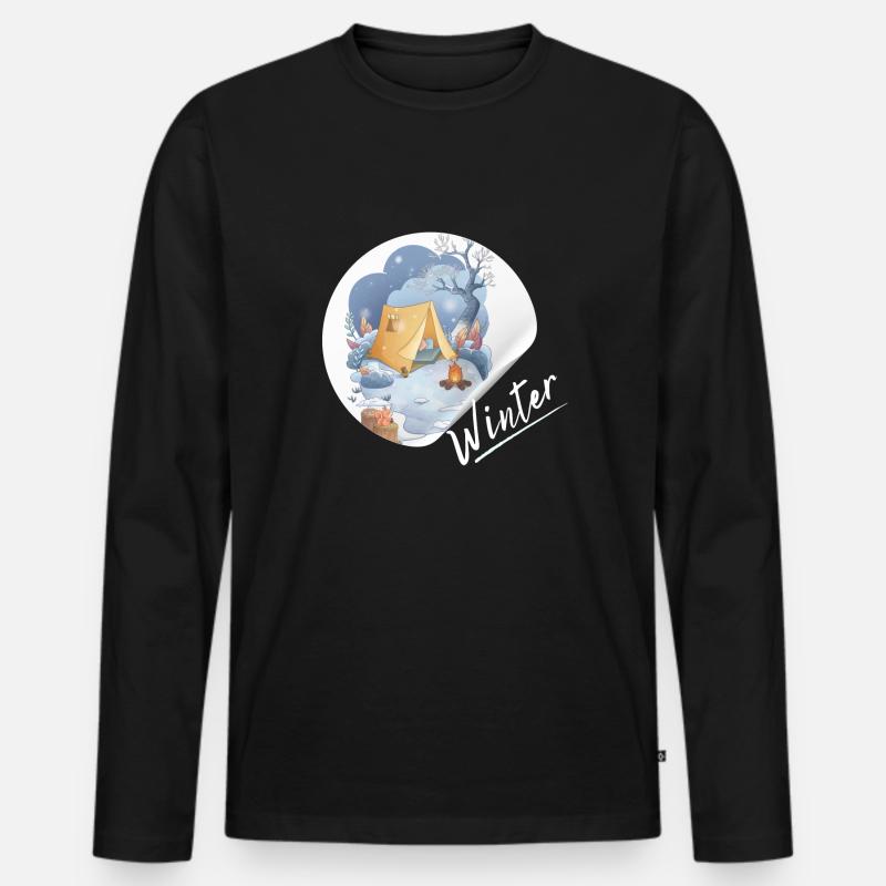 Winter Camp - Männer Premium Bio Langarmshirt - Schwarz