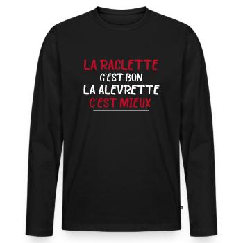 La Raclette C'est Bon La Levrette C'est Mieux - T-shirt manches longues Premium bio Homme - noir - Devant - Nico (187cm)