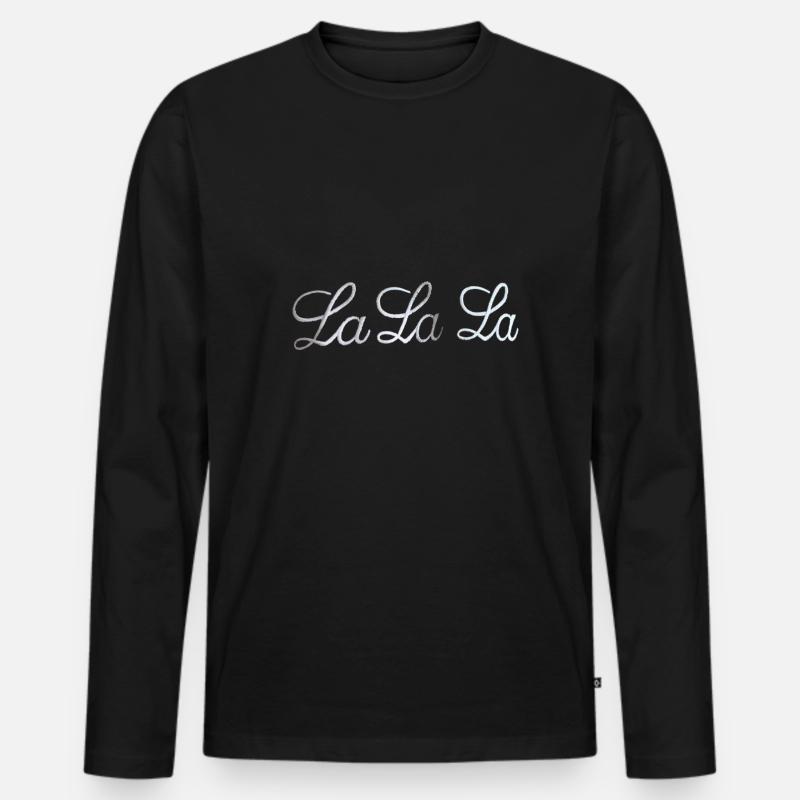LA LA LA - Männer Premium Bio Langarmshirt - Schwarz