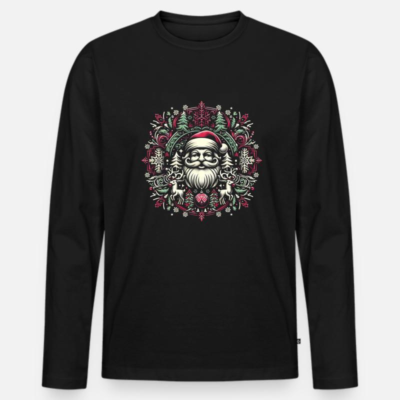Weihnachten Logo - Männer Premium Bio Langarmshirt - Schwarz