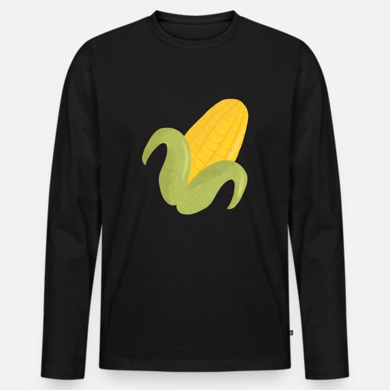 Maiskolben - Männer Premium Bio Langarmshirt - Schwarz