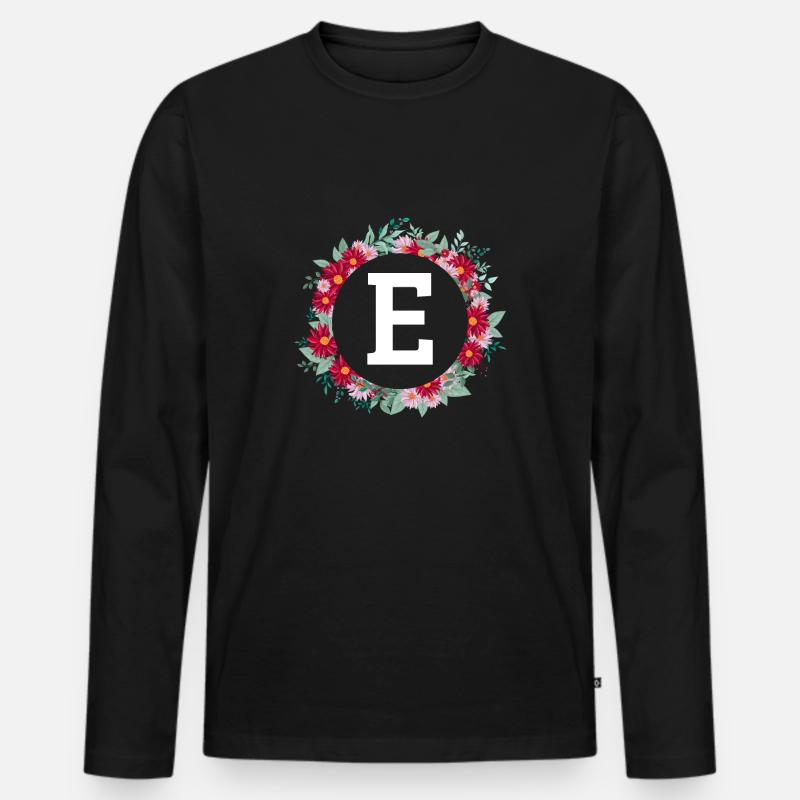 Buchstabe e Blumenkranz - Männer Premium Bio Langarmshirt - Schwarz