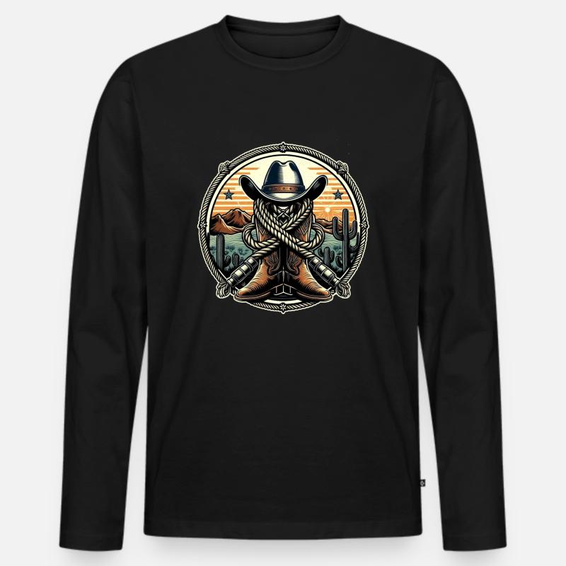 Western Logo 1 - Männer Premium Bio Langarmshirt - Schwarz