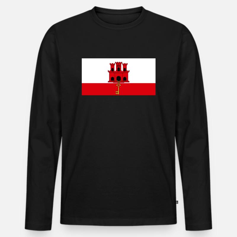 Gibraltar - Männer Premium Bio Langarmshirt - Schwarz