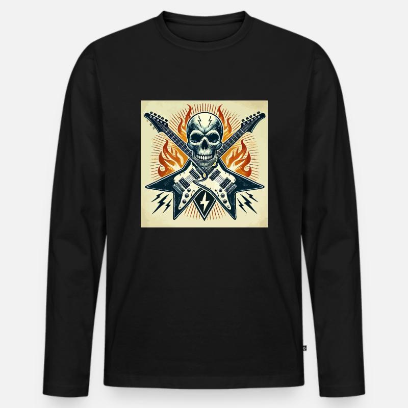 Rockposter mit Gitarren - Männer Premium Bio Langarmshirt - Schwarz