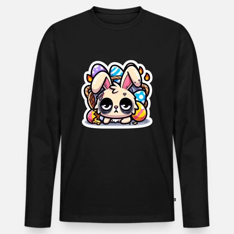 Burnout Bunny - Männer Premium Bio Langarmshirt - Schwarz