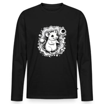 Hamster de l’espace - T-shirt manches longues Premium bio Homme - noir - Devant - Nico (187cm)