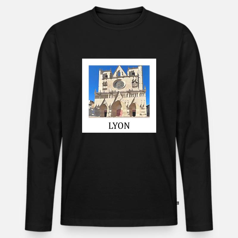 Lyon - Männer Premium Bio Langarmshirt - Schwarz