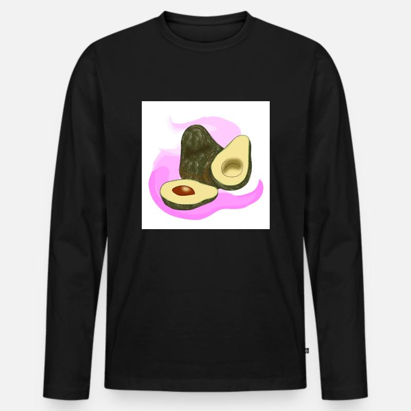 Avocado - Männer Premium Bio Langarmshirt - Schwarz