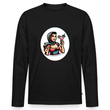 Femme des années soixante - T-shirt manches longues Premium bio Homme - noir - Devant - Nico (187cm)