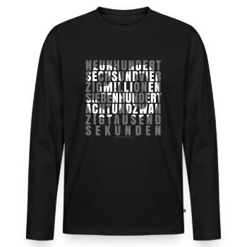 30 Jahre in Sekunden 30. Geburtstag - Männer Premium Bio Langarmshirt - Schwarz - Vorne - Nico (187cm)