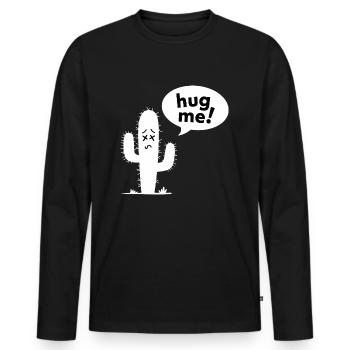 Fais-moi un câlin! - Cactus drôle - T-shirt manches longues Premium bio Homme - noir - Devant - Nico (187cm)