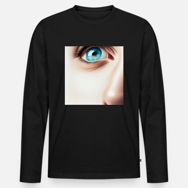 Gesicht - Männer Premium Bio Langarmshirt - Schwarz